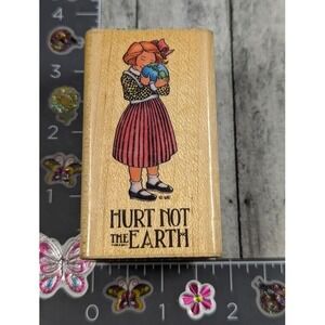 All Night Media Hurt Not The Earth 855G Rubber Stamp Wood #H110